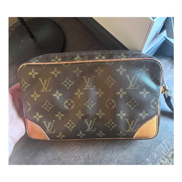 LOUIS VUITTON VINTAGE MONOGRAM POCHETTE MARLY DRAGONNE WRISTLET - Picture 2 of 11